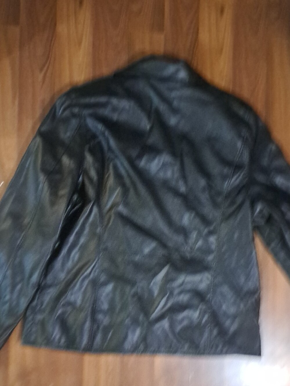 Women’s Black Faux Leather Moto Jacket with Zip Pockets - Picture 6 of 7